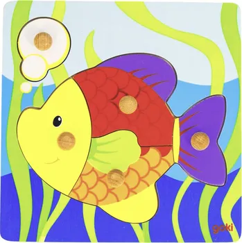 Puzzle GOKI Dřevěná vkládačka Ryba 5 dílků