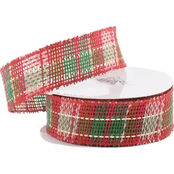 Stuha Stuha vánoční 40mmx9m barevná se zlatým proužkem