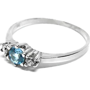 Prsten Stříbrný prsten čiré zirkony a akvamarin - T1264 (Stříbrný prsten s akvamarinem )