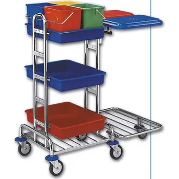 Úklidový vozík EASTMOP KOMBI MIDI II P úklidový vozík - 4 kbelíky, 3 vaničky, 2 držáky pytle