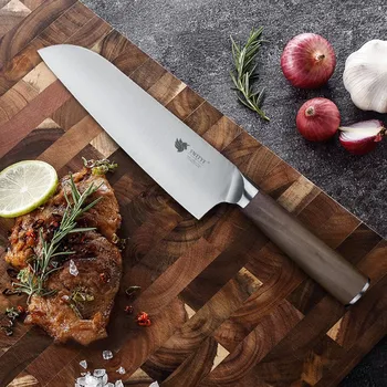 Kuchyňský nůž Swityf - kuchyňské nože Nůž santoku 18 cm, ořechové dřevo USK-GF