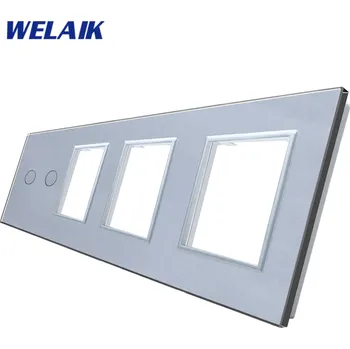 vypínač WELAIK čtyřnásobný skleněný panel 2+zás + zás +zás - šedý