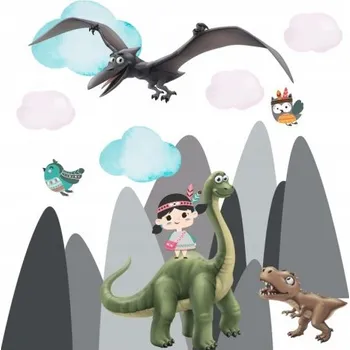 Samolepící dekorace Samolepka na zeď dinosauři v horách 60 x 120 cm