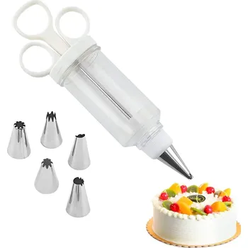 Dekorační cukrářský set s 6 nástavci (Zdobička na dort s vyměnitelnými nástavci 7 ks)