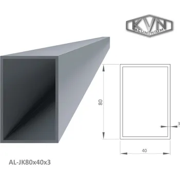 Stavební profil Hliníkový profil 80x40x3mm, AL-JK80x40x3-6