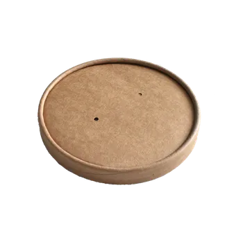 Jednorázové nádobí EcoPack Papírové víčko na misku EKO na polévku / salát O140 mm kraft ba1/25 ks