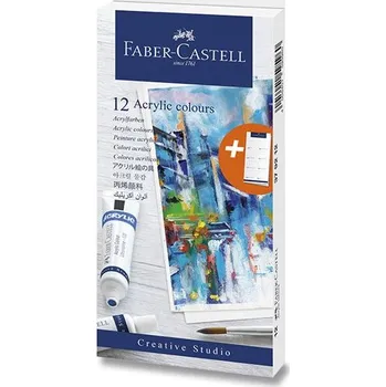 Speciální výtvarná barva Akrylové barvy Faber-Castell - 12 barev, tuba 20 ml