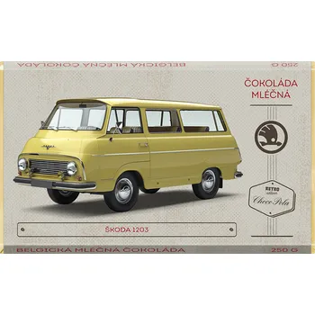 Čokoláda Čokoláda RETRO 250 g Škoda 1203 - mléčná - VÝPRODEJ -40% !!! DMT: 1/2022 (milk chocolate RETRO, škoda 1203, belgian chocolate)