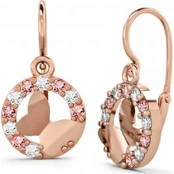 Náušnice Dětské náušnice Mari, zlato se zirkony Materiál šperku: Růžové zlato, Barevné varianty zirkonů: Růžovo-bílá kombinace