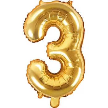 Balónek Fóliový balónek číslo 3, 35cm, zlatá