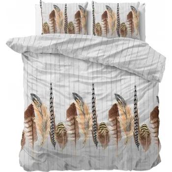 Povlečení Originální šedé povlečení s motivem pírek 140 x 200 cm