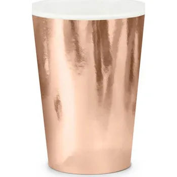 Jednorázové nádobí Papírové kelímky, růžové zlato, 220ml, 6ks