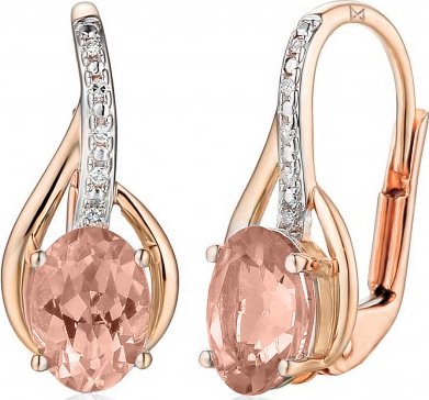 Diamantové náušnice Monroe s brilianty a morganitem z růžového zlata