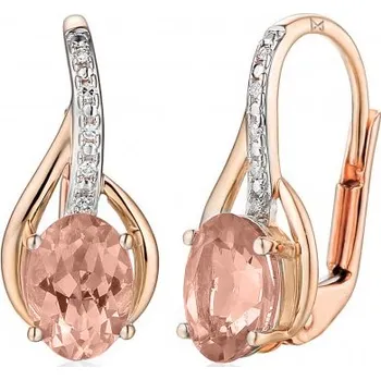 Náušnice Diamantové náušnice Monroe s brilianty a morganitem z růžového zlata