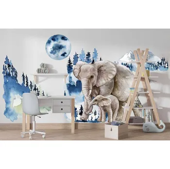 Samolepící dekorace Samolepka na zeď slony 80 x 160 cm