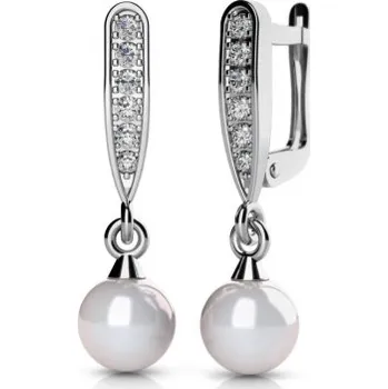 Náušnice Elegantní náušnice Julia II, zlato s perlami a zirkony Materiál šperku: Bílé zlato