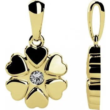 Přívěsek Zlatý přívěsek Flower se zirkonem Materiál šperku: Žluté zlato