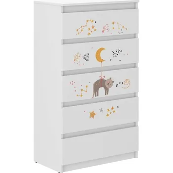 Dětská skříň Kvalitní dětská komoda s noční oblohou a kočičkou 121x40x70 cm