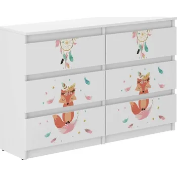 Dětská skříň Komoda pro děti s milou liškou 77x30x140 cm