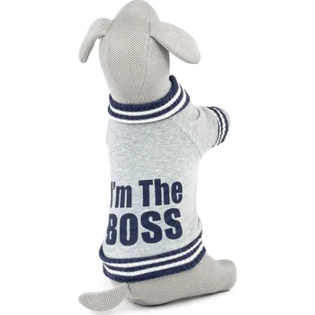 Obleček pro psa Vsepropejska Boss mikina pro psa s úplety Barva: Šedo-modrá, Délka zad (cm): 17, Obvod hrudníku: 26 - 32 cm