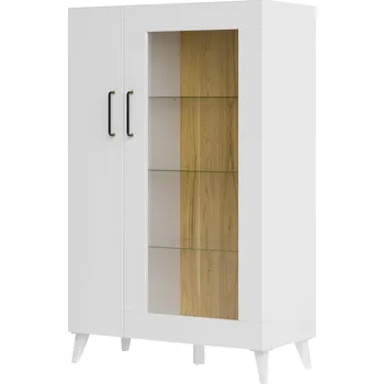 Knihovna Vitrína dvoudveřová ořech americký byant/bílá mat BARRIS 15