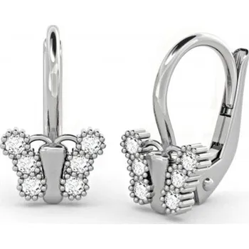 Náušnice Dívčí zlaté náušnice Motýlek se zirkony Materiál šperku: Bílé zlato