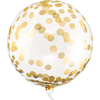 Čirý balónek se zlatými konfetami, 40cm