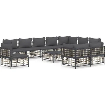 Zahradní sestava 11dílná zahradní sedací souprava s poduškami 3186807 antracit/tmavě šedá