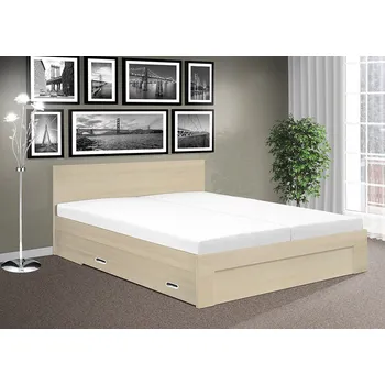 Postel Nabytekmorava Manželská postel Simon s úložným prostorem a roštem 180x200cm barva lamina: akát