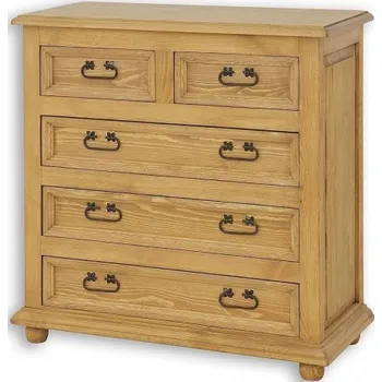 Komoda Dřevěná komoda s šuplíky COM 05 - K17 bílý vosk
