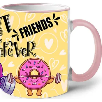 Keramický hrnek Best friends forever, Barva Růžová, Velikost 330 ml, Canvas Keramický hrnek s barevným uchem Bezvatriko.cz 2511