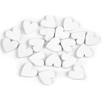 Dřevěné srdíčko mini 15 mm - bílé - 20 ks
