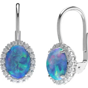 Náušnice Couple, Půvabné náušnice Ophelia se syntetickými&nbsp;modrými opály a&nbsp;zirkony, bílé zlato, 585-52-3-0510.1B00.0.00.163