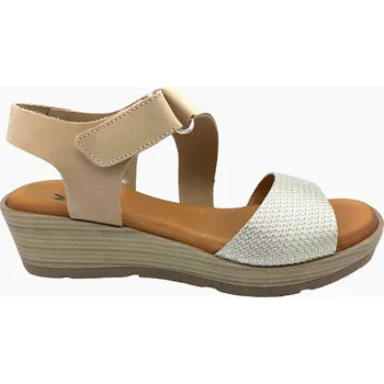 Dámské sandále Dámské kožené sandále na klínku MISSTIC 100140 béžové Velikost: 36 (EU)