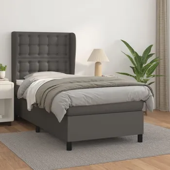 Ložnice vidaXL Box spring postel s matrací 100x200 cm umělá kůže [3129016] Barva: Šedá