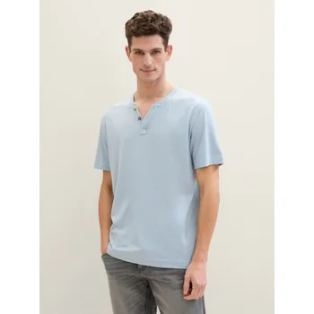 Pánské tričko TOM TAILOR PÁNSKÉ HENLEY TRIKO S KRÁTKÝM RUKÁVEM - SV. MODRÉ L