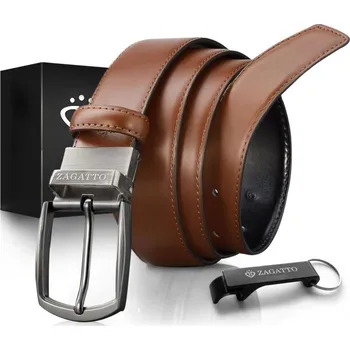 Opasek ZAGATTO oboustranný kožený pásek černý/hnědý ZG-5010 velikost S