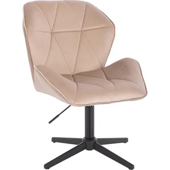 Otočné křeslo velur Horten XL na černém kříži - béžový
