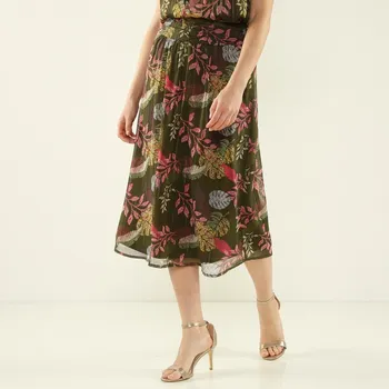 Dámská sukně Midi sukně s potiskem bronzová/růžová 34/36