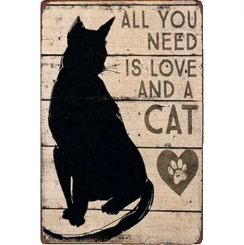 Plechová cedule Plechová cedule, s anglickým nápisem" All you is love a cat"