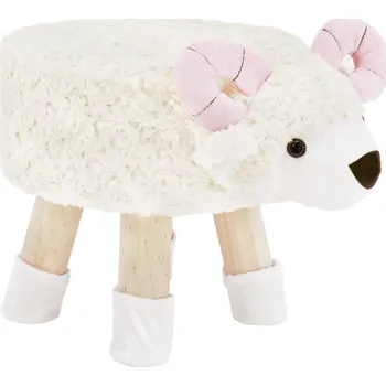 Taburet Tempo Kondela Taburet ve tvaru ovečky látka Velvet bílá/růžová/přírodní, LOLA