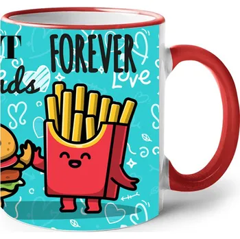 Keramický hrnek Best friends, Barva Červená, Velikost 330 ml, Canvas Keramický hrnek s barevným uchem Bezvatriko.cz 2513
