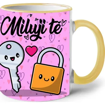 Keramický hrnek Miluji tě, Barva Žlutá, Velikost 330 ml, Canvas Keramický hrnek s barevným uchem Bezvatriko.cz 2510