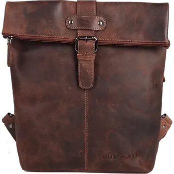 Kabelka Unisex středně velký kožený batoh GreenWood no. 19 na formát A4 tmavěhnědý
