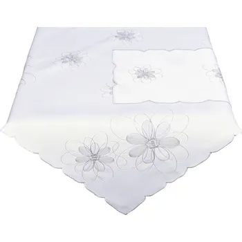 Ubrus vyšívaný Stříbrno šedé květy cena od - 40 x 140cm