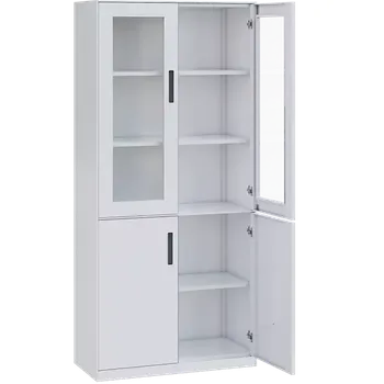 Šatní skříň SLIM CONCEPT 01 skříň kovová prosklená, 1950x900x400 mm, bílá/úchytka antracit