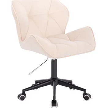 LuxuryForm DESIGN Kosmetická židle MILANO VELUR na černé podstavě s kolečky - krémová