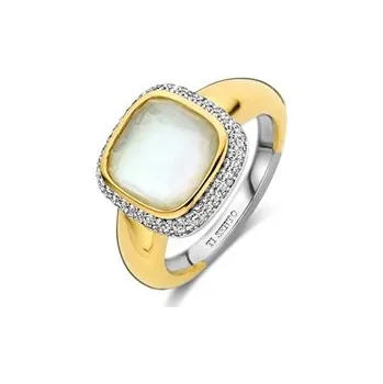 Prsten Zlacený prsten TI SENTO se zirkony 12330MW/56