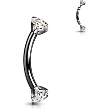 Piercing Atreya Titanový banánek s vnitřním závitem a vsazenými krystaly Barva: Černá/čirá, Velikost: 1,2 mm, Délka / Průměr: 8 mm