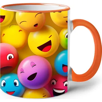 Keramický hrnek se smajlíky, Barva Oranžová, Velikost 330 ml, Canvas Keramický hrnek s barevným uchem Bezvatriko.cz 2470